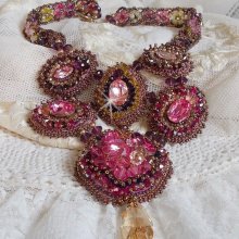 Majestic Crystal Haute-Couture Necklace with cabochons, Swarovski crystal bicones, glass beads and high quality seed beads